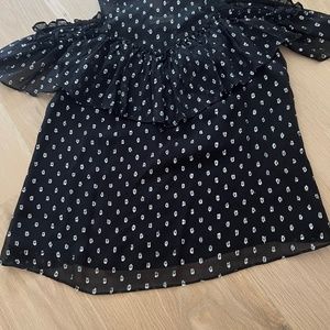 Black and silver dot cold shoulder top